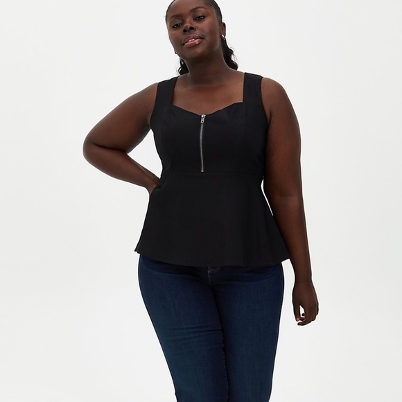 torrid | Tops | Torrid Plus Size Black Zipper Front Peplum Tank | Poshmark